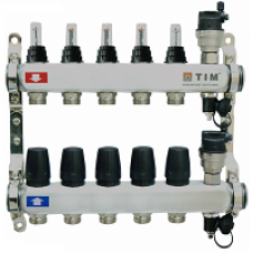 Коллектор из нержавеющей стали с расходомерами, с воздухоотводчиками на 5 вых. KCS5005 TIM