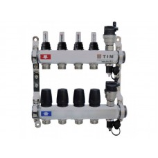 Коллектор из нержавеющей стали с расходомерами, с воздухоотводчиками на 4 вых. KCS5004 TIM