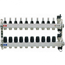 Коллектор из нержавеющей стали с расходомерами, с воздухоотводчиками на 10 вых. KCS5010 TIM
